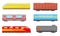 Railroad Transportation and Train Carriage for Freight and Passenger Traffic Vector Set