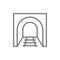 Railroad tunnel with rails, railway road, subway line icon.