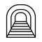 Railroad tunnel with rails, railway road, subway line icon