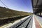 Railroads in Cuenca Train Station under the sunlight and a blue sky in Spain