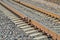 Rails and concrete sleepers closeup