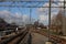 Rails and platform for street cars and trains to maintenance shop Leidschendam at station Forepark in The Hague