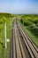 Rails in rural landscape for german high speed train Intercity E