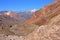 Rails and tunnel train on the Andes Mountain Range