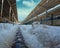 The rails under the snow in Eminonu Sirkeci Station