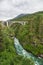 Railway arch bridge Kylling crosses Rauma river