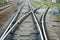 Railway arrows close up with rail track