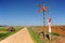 Railway attention signal, level crossing without barrier on a rural road