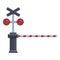 Railway barrier traffic lights icon, cartoon style