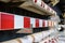 Railway barriers and bars in red and white in the store mounted on a wall