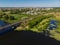 Railway bridge across river Matyra in Gryazi city in Russia