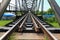 railway bridge across the river select focus with shallow depth of field