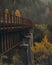 a railway bridge with concrete piers across the Prut River in Yaremche. Ukraine. trains often pass through this bridge. the bridge