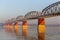 Railway bridge, Irrawaddy river in Mandalay, Myanmar.