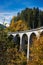 Railway bridge in the nature close to Landwasser Viaduct Landwasserviadukt, Graubunden, Switzerland.