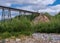 Railway bridge over Nenana River in Denali Park, AK, USA
