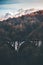 Railway Bridge and snowy Mountains Landscape