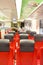 Railway car coach interior.