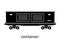 railway carriage of boxcar with name. Cargo Freight Forwarding Transport. Vector illustration Side View Isolated