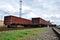 Railway cars at the final stop. Rail freight transport