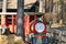 Railway for children. A red steam locomotive for small children drives through a leisure park in the woods. Railroad travel and