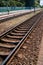 Railway. Close-up rails - vertical photo