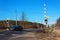 Railway crossing in the Czech Republic. Road crossing over the tracks. The inscription