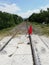 Railway desert red flag nature