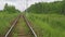 Railway and faraway view of train moving forward