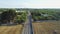 The railway in the field drone 4k flight