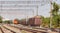 Railway and freight trains, commercial transportation concept