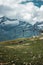 Railway in Gornergrat mountains near Zermatt, Swiss Alps. Adventure in Switzerland, Europe.