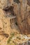 The railway through the Guadalhorce gorge towering over the river