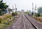 Railway intersection with the automatic barrier.