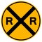 Railway level crossing warning sign, Vector Illustration, Isolate white background Label .EPS10