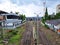 Railway line leads to Bandung Train Station, West Java, Indonesia