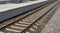 Railway Lines Closeup, Train Tracks with Track Ballast Stones, Metal Rails, Old Railway Track