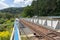 Railway metal bridge near road