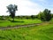 A railway in the middle of a park in Zamosc city in Poland