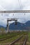 Railway with mountains in the background