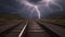 railway in the mountains lightning train tracks made of lightning, riding lightning ride the lightning epic detail