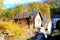 Railway Oravita-Anina in Banat. Typical landscape in the forests of Transylvania, Romania. Autumn view.