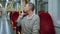 Railway passenger calling cellphone in wagon close up. Woman talking smartphone