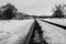 Railway. The picture monochrome. It`s spring. Photo showing the path of the railway somewhere in Russia.