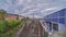 Railway platform in Hannover at evening. Germany. Time lapse.