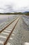 Railway and road over new river crossing, Pont Briwet bridge, fr