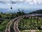 Railway roller coaster and mountain view on Ba Na Hills, Vietnam