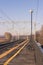 The railway station in the early spring morning