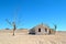 A railway station in Kolmanskop, stands abandoned in the desert, in the sand, Namibia