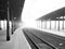 Railway station in Opole city in the fog